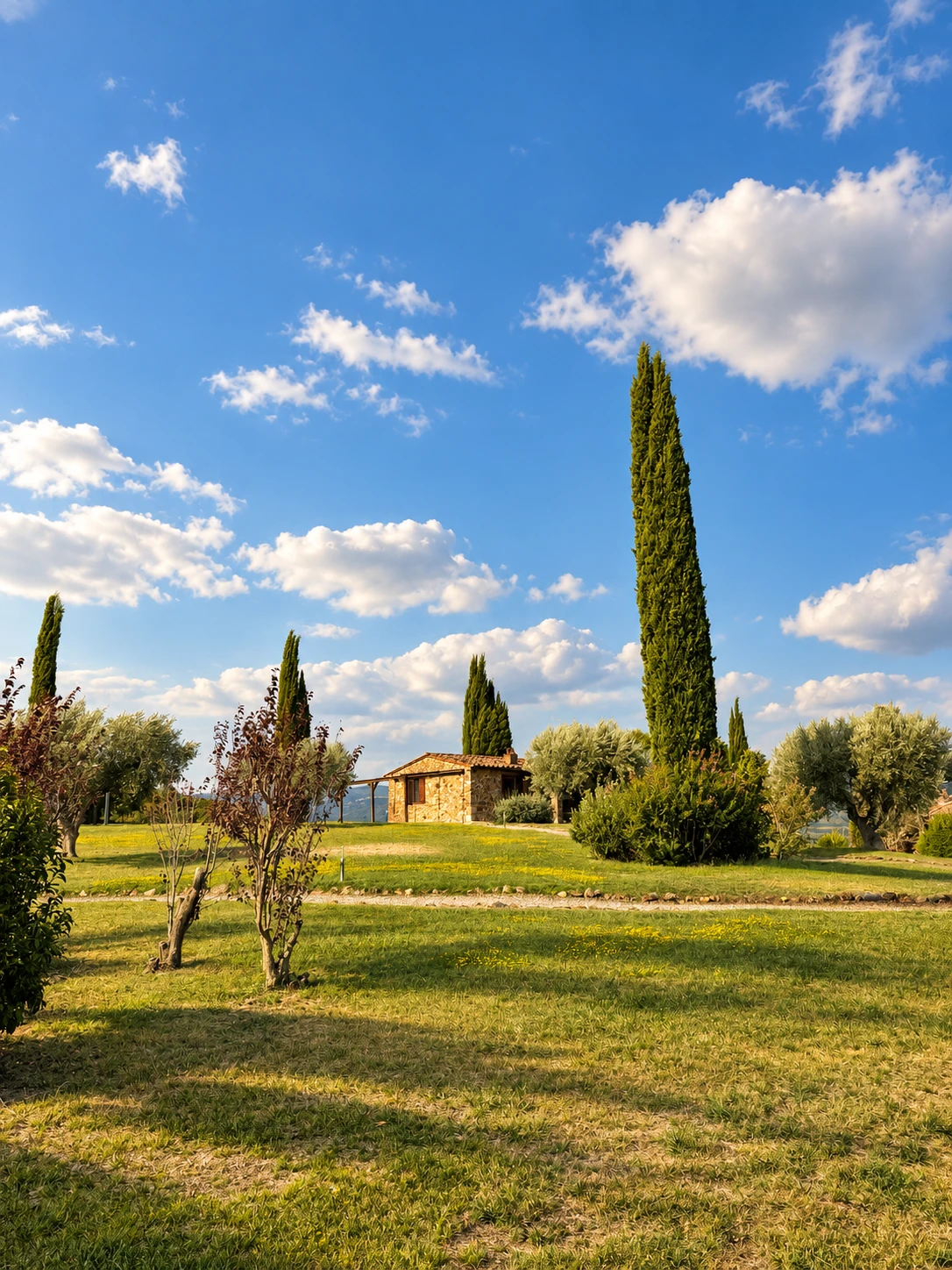 Mediterraner Garten im Sonnenlicht